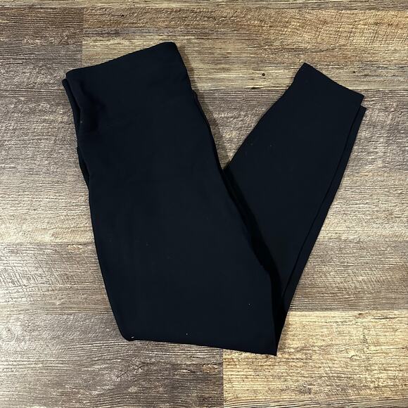 SPANX Pants - Spanx Womens Navy Blue Solid High Rise Elastic Waist Ankle Leggings Size Large